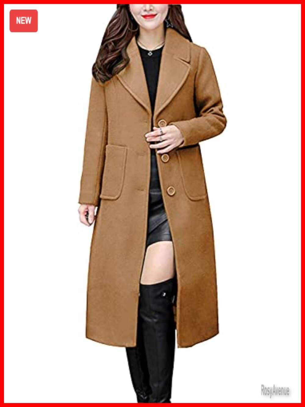 Women's Wool Blend Mid-Long Notch Lapel Single Breasted Coat